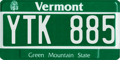 VT license plate YTK885