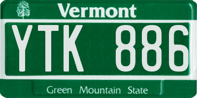 VT license plate YTK886
