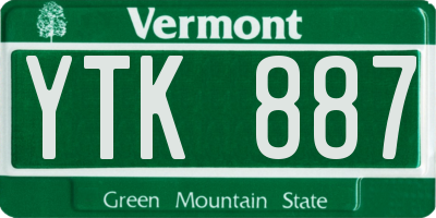 VT license plate YTK887