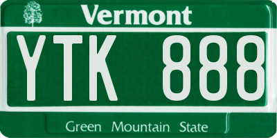 VT license plate YTK888
