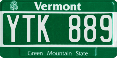 VT license plate YTK889