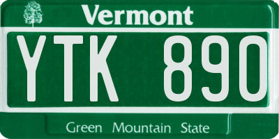 VT license plate YTK890