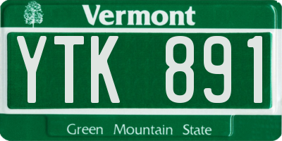 VT license plate YTK891