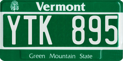 VT license plate YTK895