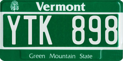 VT license plate YTK898