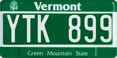 VT license plate YTK899