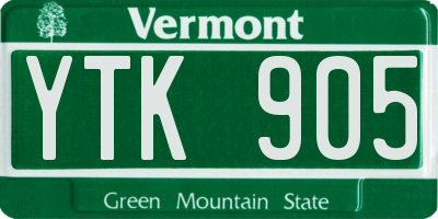 VT license plate YTK905