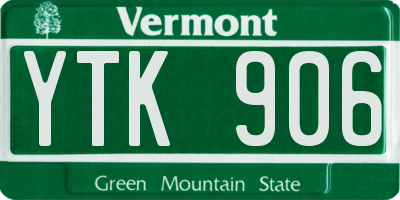 VT license plate YTK906