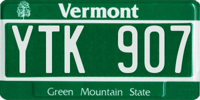 VT license plate YTK907