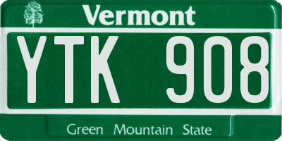 VT license plate YTK908