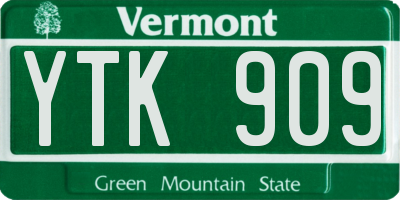 VT license plate YTK909