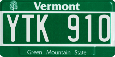 VT license plate YTK910