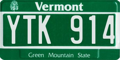 VT license plate YTK914