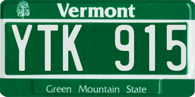 VT license plate YTK915