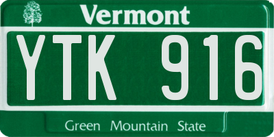 VT license plate YTK916