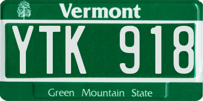 VT license plate YTK918