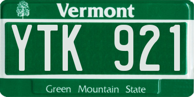 VT license plate YTK921