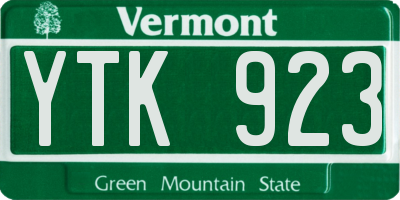 VT license plate YTK923