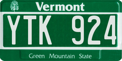 VT license plate YTK924