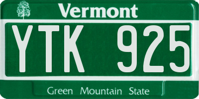 VT license plate YTK925