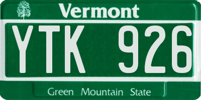 VT license plate YTK926