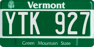 VT license plate YTK927
