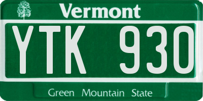 VT license plate YTK930