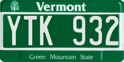 VT license plate YTK932