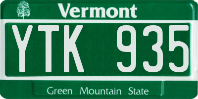 VT license plate YTK935