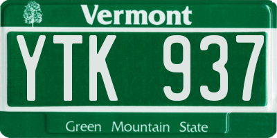 VT license plate YTK937