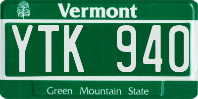 VT license plate YTK940