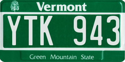 VT license plate YTK943