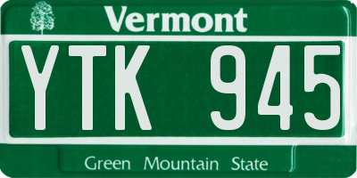 VT license plate YTK945
