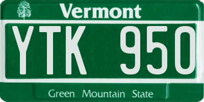 VT license plate YTK950