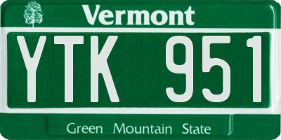 VT license plate YTK951