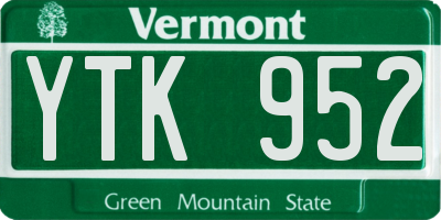 VT license plate YTK952