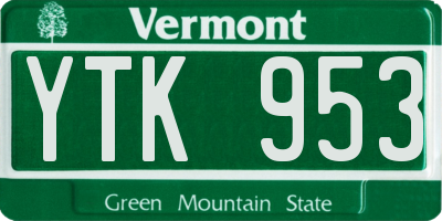 VT license plate YTK953