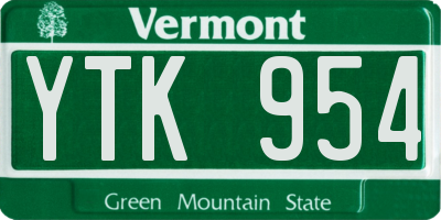 VT license plate YTK954