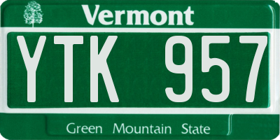 VT license plate YTK957