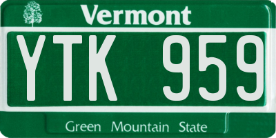 VT license plate YTK959
