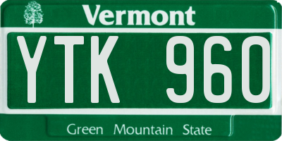 VT license plate YTK960