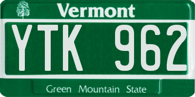 VT license plate YTK962