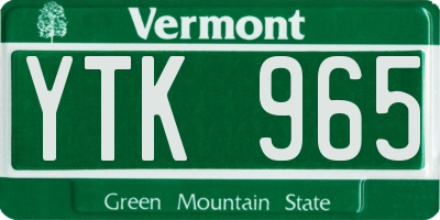 VT license plate YTK965