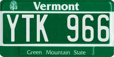 VT license plate YTK966