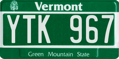 VT license plate YTK967