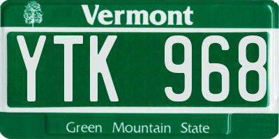 VT license plate YTK968