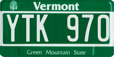 VT license plate YTK970