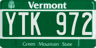 VT license plate YTK972