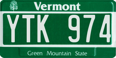 VT license plate YTK974