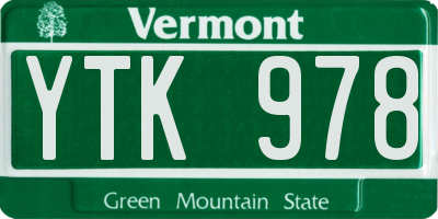 VT license plate YTK978
